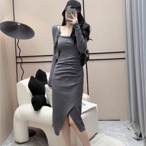CISANNY 여성 봄 여름 가을 빅 사이즈 루즈 허리를 묶다 롱 원피스 미디 원피스 S~3XL