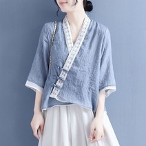 여성 7부 퓨전 개량한복 삼베옷 면마소재 린넨 생활한복 법복 절복 상의