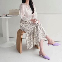 2단 캉캉 플라워 나염 밴딩 롱 스커트