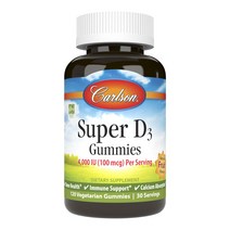칼슨랩스 슈퍼 D3 4000IU 100mcg 베지테리안 구미 내추럴 과일 맛, 120개입, 1개