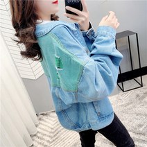 WAWAMOM(특허브랜드) 여성 투톤 청자켓 크롭 청카바 가오리 소매 데님 숏 자켓 바람막이 간절기 아우터 BTU33