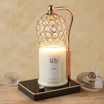 크리스탈 비주 타이머 캔들 워머 타이머 높이 불빛조절 일체형 + 소이캔들 750g세트, 클린코튼750g, 비주_로즈골드블랙(타이머)