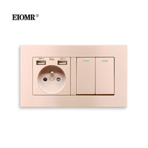 디자인 멀티탭 eiomr 프랑스어 표준 조명 스위치 벽 usb 포트 전기 콘센트 2 gang 1way2way 로커 스위치 16a 및, a1 골드 USB, 2 갱 2 방법
