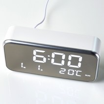 하루아홈 LED 뮤직 알람 디지털 탁상시계 CD220 아답터포함, 화이트