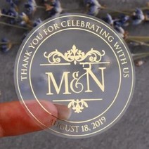 웨딩아치 하트조형물 장식 스티커 리얼 호일 샤이니 골드 맞춤형 로고 라벨 세례 베이비 샤워 성찬식, 23.15  6CMGold50