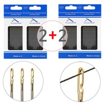 [2+2] (바늘 세트 E타입 -골드 2SET + 2SET) 요술 원터치 바늘 손바늘 자동 마술바늘 매직 바느질 귀없는 바늘 실 꿰기 끼우기