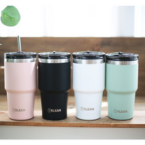 위클린 빨대 내장 보온보냉 손잡이 핸들 텀블러 600ml 750ml 900ml, 핑크