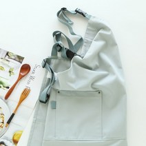 리빙생각 앞트임 캔버스 멜빵 방수 앞치마, 소라색, 소라색