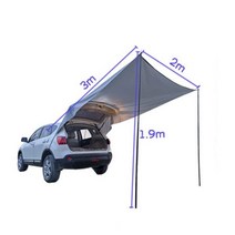 어닝텐트 정박형 카라반 용품 자동차 천막 캠핑 쉼터 그늘 지붕 상단 텐트 방수 UV 휴대용 옥상 비 캐노피, 회색