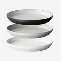 킨토 림 플레이트 - 205mm 도자기 접시 3색상, 블랙