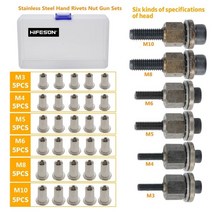 Riveter Guns 리벳건 리베트 핸드 리벳 너트 건 헤드 너트 리벳 너트 도구, 36pcs 스테인레스 스틸