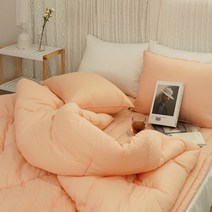 스누즈 순면 워싱 사계절 차렵이불 베개세트, 베이지