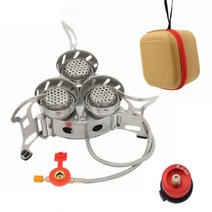 Apnoo 캠핑 스토브 11000W 강염버너, 3구 캠핑버너 +1M 가스관+수납가방