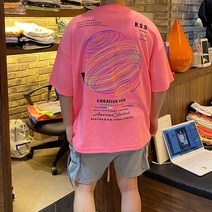 어썸블랑 네온컬러 컬러프린팅 루즈핏 반팔티셔츠 7color 반팔 티셔츠