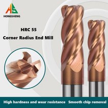HRC55 코너 반경 엔드 밀 텅스텐 카바이드 스틸 CNC 밀링 커터 도구 4 플루트 커터 Deg R02 R05 R1 금속 라우터, 12R0.2X30X75L