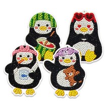 [몽파] 아크릴 펭귄 보석십자수 열쇠고리, 꿀잠이