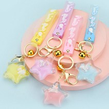 1+1 워터볼 키링 키홀더 가방 열쇠고리 유니콘 캐릭터, 퍼플+핑크