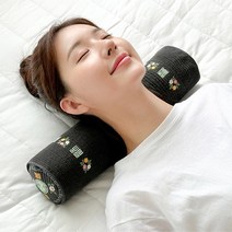 정국이 메밀 경추베개 경추목 베개 목디스크 일자목 거북목베개, 메밀+편백, 자수차콜(대) (정국이Pick)