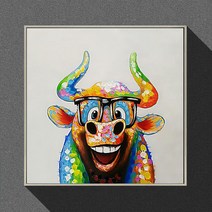 식당 벽화 교수형 거실 장식 소품 침실 애니멀 강아지그림, C19-80x80(환경 보호 흰색 프레임)면