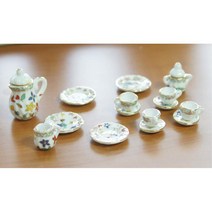 키덜트 수집용 플라워 티포트 커피잔 미니어처 세트 카페 마트