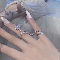 기질 반지 고정경 럭셔리 지르코늄 도금 진금 하트 왕관 수술 브리지 오픈 반지