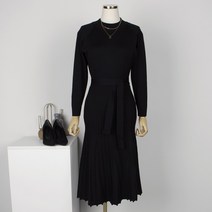 퍼니걸스 9647 주름 플리츠 스트랩 니트 롱 원피스 여성의류