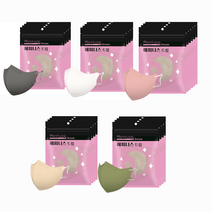 해피니스마스크 / 키리아슬림황사방역마스크(KF94)(중형) 100매, 컬러혼합5종, 5매입