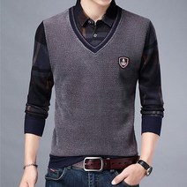 남성 간절기 일체형 땡땡이셔츠+조끼