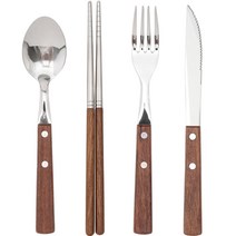 스텐 304 우드 커트러리세트 양식기세트 4P, 우드핸들양식기세트 4P