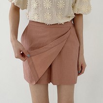 어반프랑 여성용 리엠 린넨 3부 4부 뒷밴딩 랩 치마 반바지