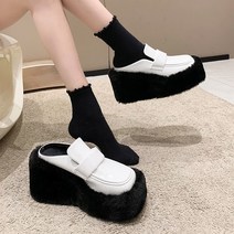 어그부츠 털슬리퍼 겨울 방한 예쁘고 거실 실내 외출 사무실 Baotou 슬리퍼 여성 겉옷 하이 엔드 뮬러 싱글 신발 기질 연예인 하이힐 하프 트레일 모피