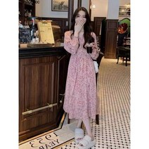 옷 2023 봄 프랑스 디자인 세련된 한국 스타일 여성 Vestidos 일본 원피스 레트로 플로랄 프린트 플라워 빈티지 드레스