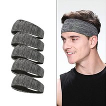 밸류코드 월화수목금 2중원단 스포츠 운동 터번 쿨 헤어밴드 땀흘림방지 5p, 2중원단 그레이+블랙