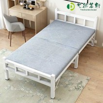 좁은방침대 원룸 기숙사 철제 오피스 싱글 침대 화이트 너비 90cm, 강화되고 조용한 (사각 튜브) 폭 75cm 및 다채로운