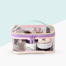 블랑블랙 컬러팝 사각 투명 파우치 휴대용 여행용 물놀이용 화장품 메이크업백 M