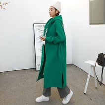 갠소 양슬릿 기모 롱 후드 집업