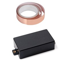 2 PCS 기타 부품 : 1 개 밀폐 험버커 픽업 커버 & 1 개 구리 호일 테이프 접착제 EMI 차폐 기타 슬러그, 하나, 블랙 & 로즈 골드