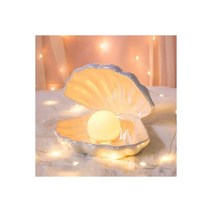 조개 진주 무드등 인어공주 조명 침실 탁상 위 인테리어 조명등, 흰색