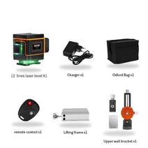 다기능레이저수평기 광파기 12 라인 3d 셀프 링 360 수평 및 수직 크로스 초강력 녹색 빔 라인, 세트 13