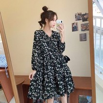 여친룩 모임룩 예쁜꽃무늬 플라워 브이넥 셔링 원피스 여성 여자원피스 나시원피스 브이넥원피스