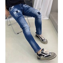 [주문폭주]찢어진형광페인팅청바지