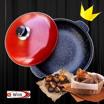 원효 요술팬 고구마냄비 물이 필요없는 직화 군고구마팬 군고구마냄비 26cm 28cm 30cm 무수분냄비, 30cm유리뚜껑팬, 1개