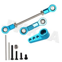 서보 서보모터 로봇 부품 wltoys 128 k969 k979 k989 k999 284131 mini-qzd rc 자동차 금속 서보 스티어링 로드 28t 서보 암 업그레이드, 블루 세트