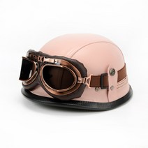 클레식헬멧 경량 오토바이헬멧 소두핏 소두핏 가벼운 오픈페이스 하프페이스 스쿠터, 구리 거울이 있는 분홍색