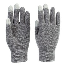 DANMY 여성용 겨울 따뜻한 터치스크린 장갑 성인용 터치 스크린 플리스 안감 니트 스키 울 장갑, 1pair - Light Gray