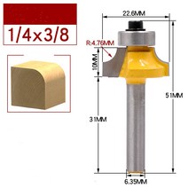 루터 절단기 목공 공구 밴드쇼 루터기 6.35mm 코너 라운드 우드 에지 라우터 비트 세트 용 베어링 밀링 커터 텅스텐 카바이드 CNC 엔드 밀 카버, 02 No.2 3X8