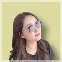 엘턴 그레이-블랙 여성 각진 미러 선글라스 여자 얼굴 유행