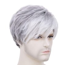 BECUS 짧은 스트레이트 100% 레미 인모 앞머리 브라질 헤어 전체 가발 남성용 남성 무료 캡 포함 (내추럴 블랙 #1B) 343527, Syn-White Mix Brown