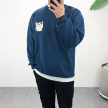 엠클로 오버핏 특양면 시크 시바견 자수 맨투맨 티셔츠 남여공용 5컬러