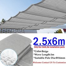 파고라 야외 정자 조립식 테라스2.5M 너비 텔레스코픽 웨이브 태양 그늘 그물 정원 전망대 개폐식 양산 항, 04 2.5X6m Grey